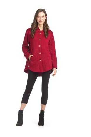 JT-15722 - Cable Knit Aline Hooded Jacket - Colors: Burgundy, Charcoal - Available Sizes:XS-XXL - Catalog Page:24 
